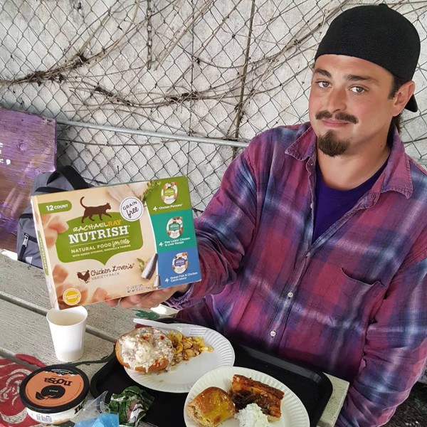 Even food for his cat