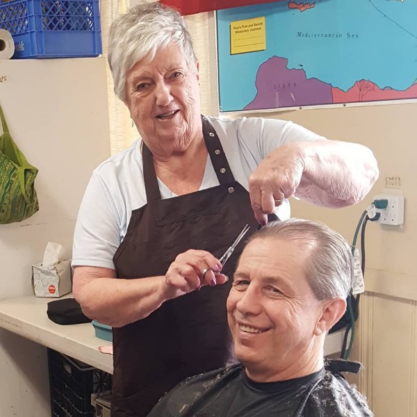 Eula lowers Mike's ears a bit!